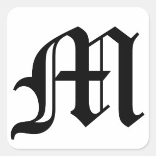 Sticker Carré Lettre M Ancien texte anglais sur Arrière - plan b