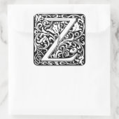 Sticker Carré LETTRE M MONOGRAPHIQUE ALLOCULE Florale (Sac)