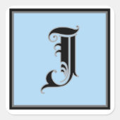 Sticker Carré LETTRE MAJUSCULE Calligraphique J (Devant)