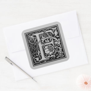Sticker Carré Lettre majuscule F de William Morris argent mat