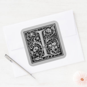 Sticker Carré Lettre majuscule I de William Morris argent mat