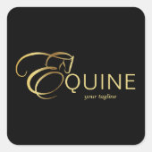 Sticker Carré Lettre monogramme E Cheval en or (Devant)