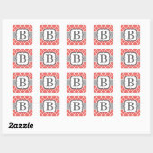 Sticker Carré LETTRE MONOGRAPHIQUE BLANC DE CORail B QUATREFEIL (Feuille)