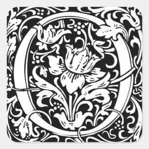 Sticker Carré Lettre O Monogramme Médiéval Art Nouveau