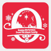 Sticker Carré Lettre O Monogramme Nom de famille initial Salutat (Devant)