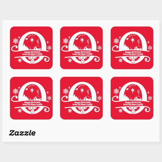 Sticker Carré Lettre O Monogramme Nom de famille initial Salutat (Feuille)