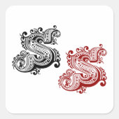 Sticker Carré LETTRE ORNÉE vintage S MONogramme (Devant)