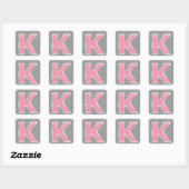 Sticker Carré Lettre Parties scintillant rose K (Feuille)