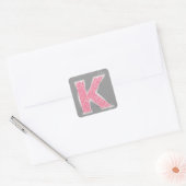Sticker Carré Lettre Parties scintillant rose K (Enveloppe)