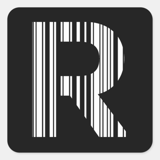 Sticker Carré LETTRE R CODE BARRE Premier Motif de code à barres (Devant)