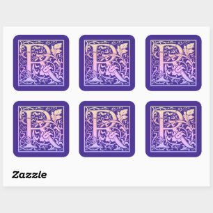 Sticker Carré Lettre R Coloré Vintage Première Lettre Gradient