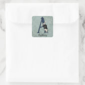STICKER CARRÉ LETTRE TAPIS BLANC A (Sac)