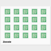 Sticker Carré Lettre vintage B Monogramme Vert initial (Feuille)