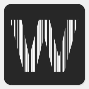 Sticker Carré LETTRE W CODE BARRE Premier Motif de code barre in