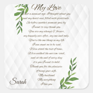 Sticker Carré Lettres à mon mari amour