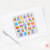 Sticker Carré Lettres alphabétiques colorées (Enveloppe)