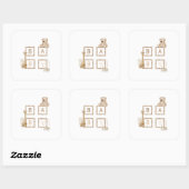 Sticker Carré Lettres Boho Neutral Bois Block (Feuille)
