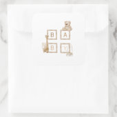 Sticker Carré Lettres Boho Neutral Bois Block (Sac)