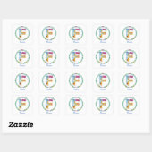 Sticker Carré Lettres de fleurs Initiale "F" avec nom personnali (Feuille)