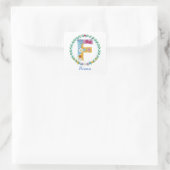 Sticker Carré Lettres de fleurs Initiale "F" avec nom personnali (Sac)