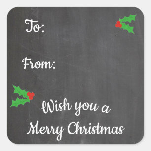 Sticker Carré Lettres de tableau noir pour le houx de Noël