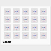 Sticker Carré Lettres Initiales Bleues Monogramme Style Moderne  (Feuille)