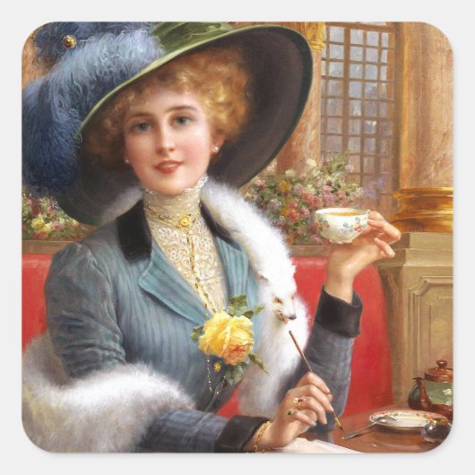 Sticker Carré Lettres Tombées Et Thé (Devant)