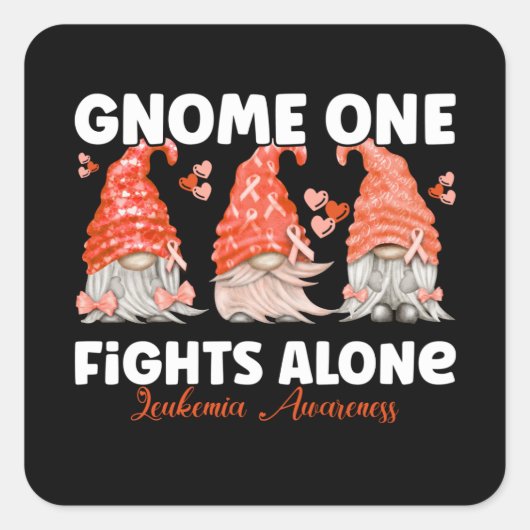 Sticker Carré Leukemia Cancer Orange Ribbon Gnome (Devant)