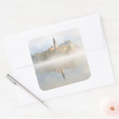 Sticker Carré Levée de soleil de Foggy au lac Bled (Enveloppe)