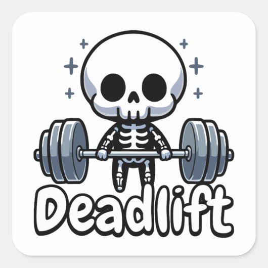 Sticker Carré Lever ! Mignonne Skeleton Pun (Devant)