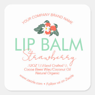 Sticker Carré Lèvres Balm Scrub Business Packaging fraise