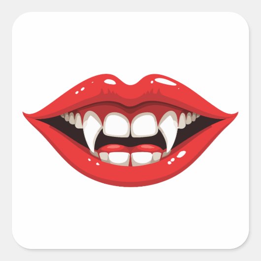 Sticker Carré Lèvres de vampire rouges (Devant)