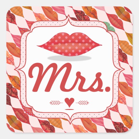 Sticker Carré Lèvres Mme Hipster Vintage Retro Bride (Devant)