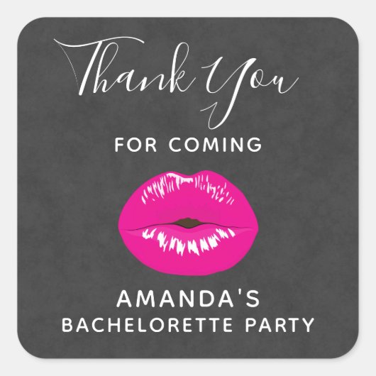 Sticker Carré Lèvres roses chaudes Merci d'illustration brillant (Devant)