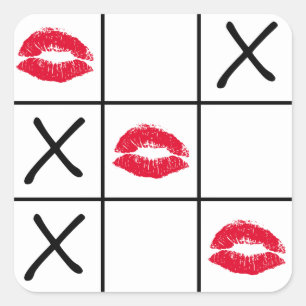 Sticker Carré Lèvres Tic Tac Toe