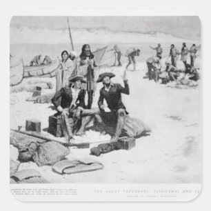 Sticker Carré Lewis et Clark à l'embouchure du Columbia