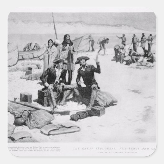 Sticker Carré Lewis et Clark à l'embouchure du Columbia (Devant)