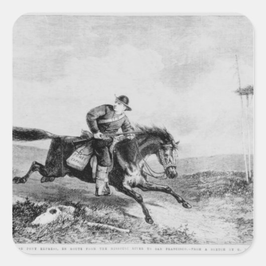 Sticker Carré L'Express américain Pony (Devant)