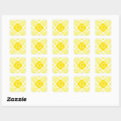 Sticker Carré Lg jaune Damask jaune Quatrefoil Monogramme (Feuille)