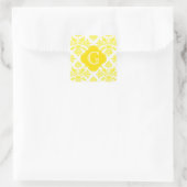 Sticker Carré Lg jaune Damask jaune Quatrefoil Monogramme (Sac)
