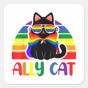 Sticker Carré LGBT Ally Chat Be Kind Gay Rainbow Drôle LGBTQ