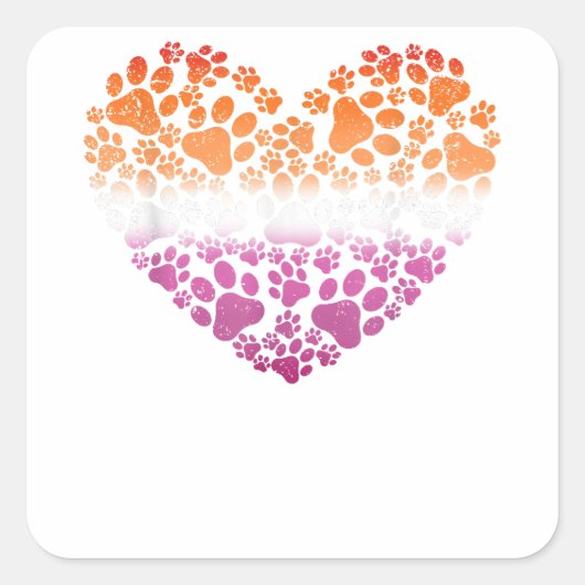 Sticker Carré LGBT-Q Chien Empreinte de patte Lesbian Pride Rain (Devant)