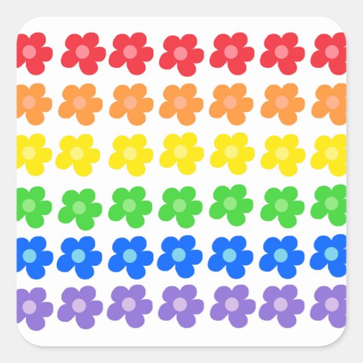 Sticker Carré LGBT Rainbow Flowers Gay pride Liberté et égalité (Devant)