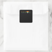 Sticker Carré LGBT Rainbow Heartbeat EKG (Sac)