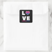 Sticker Carré LGBTQ Bisexual Fierté Drapeau Déchiré Grunge Love (Sac)