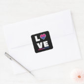 Sticker Carré LGBTQ Bisexual Fierté Drapeau Déchiré Grunge Love (Enveloppe)
