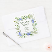 Sticker Carré LGBTQ Blue Hydrangeas Floral Mariage Merci (Enveloppe)