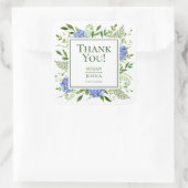 Sticker Carré LGBTQ Blue Hydrangeas Floral Mariage Merci (Sac)