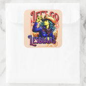 Sticker Carré LGBTQ Gay Pride Allons-y Lesbiennes (Sac)