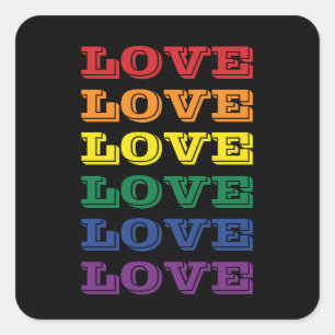 Sticker Carré LGBTQ Gay pride Love Personnalisable Texte Répété